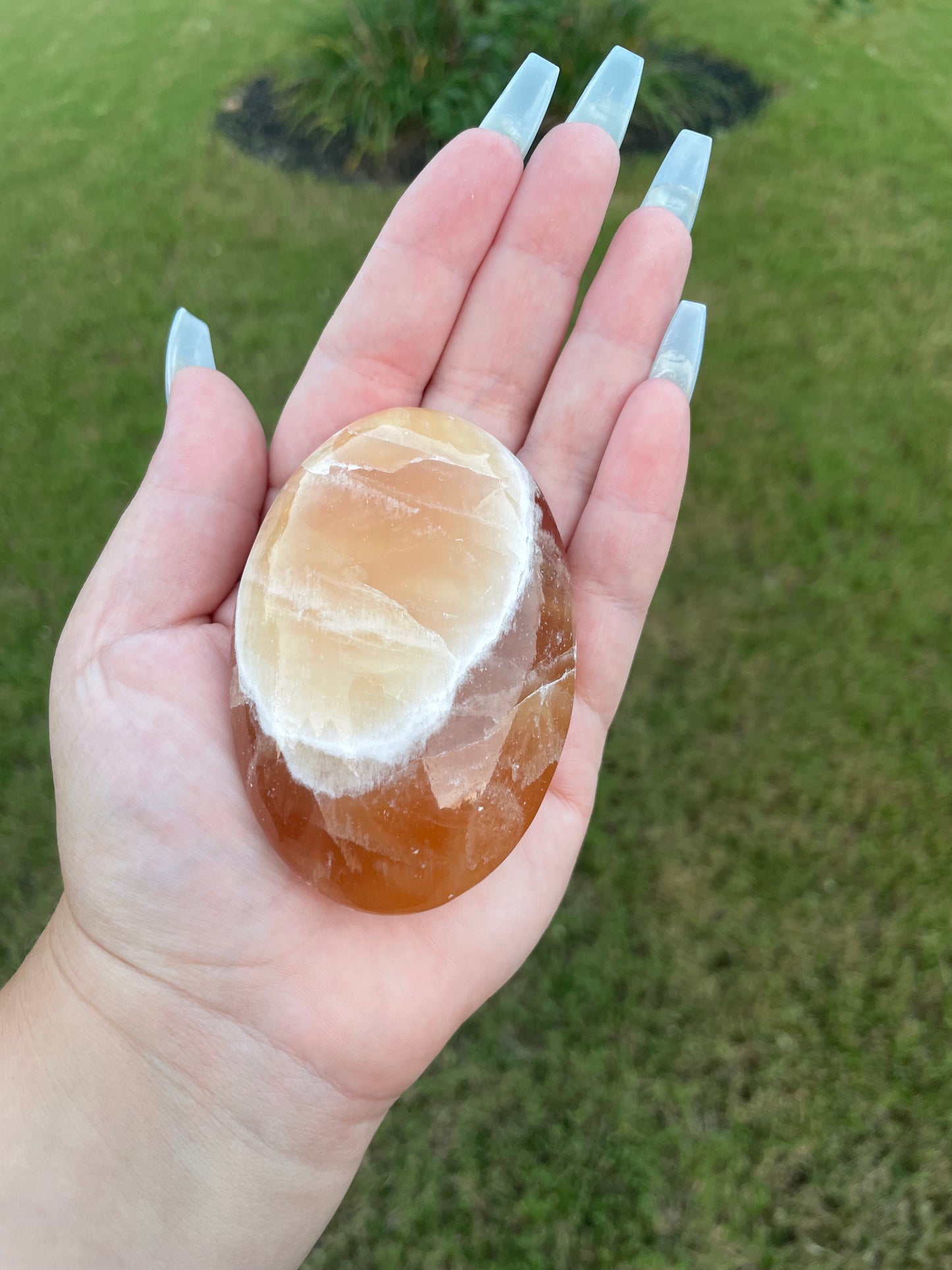 Honey Calcite Palm Stone